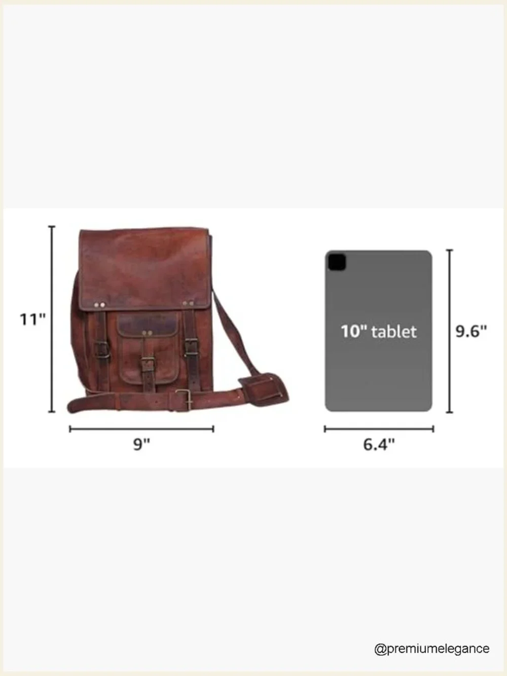 Full Grain Leather Messenger Satchel Crossbody Bag with Adjustable Strap